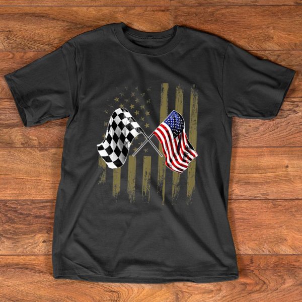 Dirt Track Racing Motocross Stock Car Racings T Shirt For Unisex With American Flag – TheKingShirtS