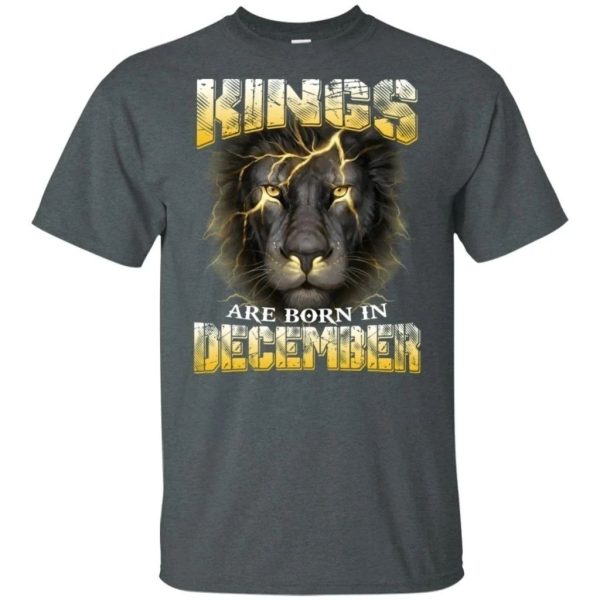 Kings Are Born In December Birthday T-Shirt Amazing Lion Face  All Day Tee