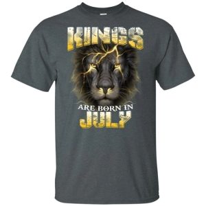 Kings Are Born In July Birthday T Shirt Amazing Lion Face All Day Tee 4