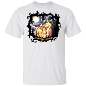 Naruto And Sasuke on Pumpkin Shirt Anime Halloween Tee All Day Tee 3