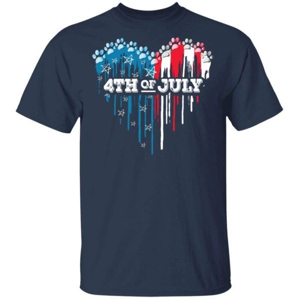 Paws Heart 4th Of July T-shirt Patriot Tee For Dogs And Cats Lovers  All Day Tee