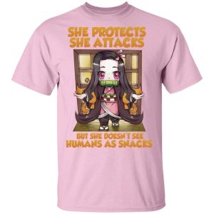 She Protects She Attacks Nezuko T Shirt Demon Slayer Anime Tee All Day Tee 2