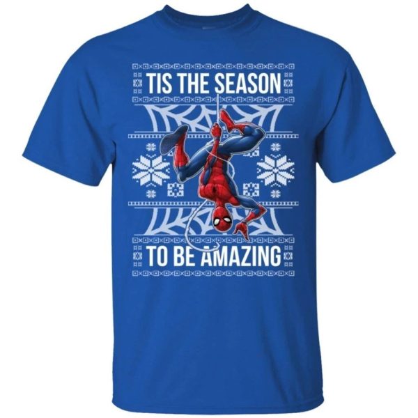 Spider-Man Tis The Season To Be Amazing Ugly Style Christmas T-Shirt  All Day Tee