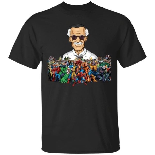 Stan Lee And Marvel Superheroes T-Shirt Gift For Fan  All Day Tee