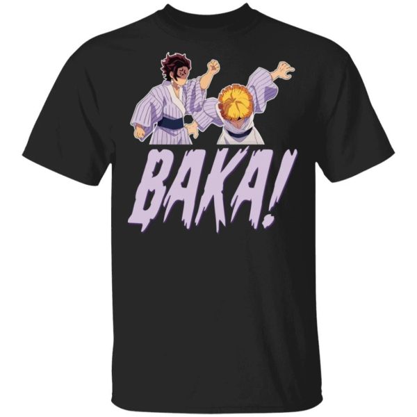 Tanjiro Hits Zenitsu Baka T Shirt Demon Slayer Anime Tee  All Day Tee