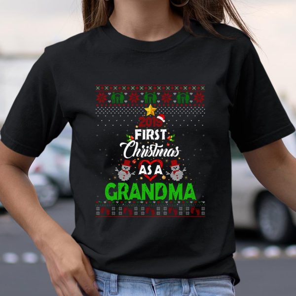 2019 First Christmas As A Grandma New Dad Ugly Sweater Long Sleeve T Shirt.1VSDT7UMC0 T Shirt  Itees Global