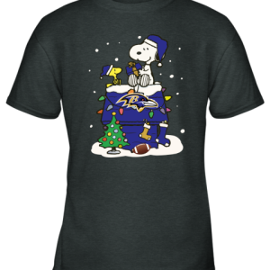 A Happy Christmas With Baltimore Ravens Snoopy Youth T Shirt 2