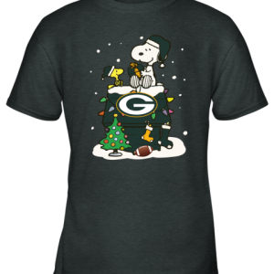 A Happy Christmas With Green Bay Packers Snoopy Youth T-Shirt - 2 A Happy Christmas With Green Bay Packers Snoopy Youth T Shirt 2