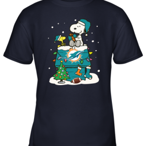 A Happy Christmas With Miami Dolphins Snoopy Shirts Youth T Shirt 10