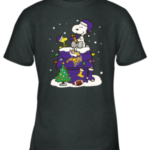 A Happy Christmas With Minnesota Vikings Snoopy Youth T-Shirt - 2 A Happy Christmas With Minnesota Vikings Snoopy Youth T Shirt 2