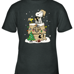 A Happy Christmas With New Orleans Saints Snoopy Youth T-Shirt - 2 A Happy Christmas With New Orleans Saints Snoopy Youth T Shirt 2