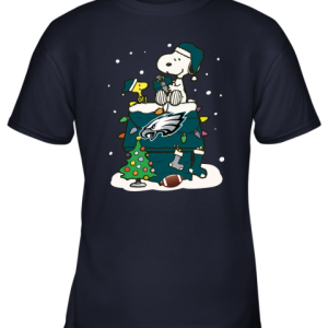 A Happy Christmas With Philadelphia Eagles Snoopy Youth T-Shirt –