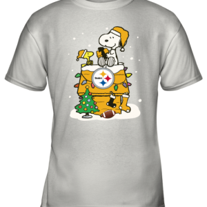 A Happy Christmas With Pitburg Steelers Snoopy Youth T Shirt 1