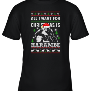 All I Want For Christmas Is Harambe Christmas Youth T-Shirt –