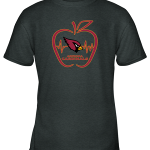 Apple Heartbeat Teacher Symbol Arizona Cardinals Youth T Shirt 2