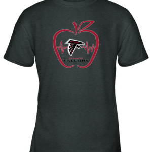 Apple Heartbeat Teacher Symbol Atlanta Falcons Youth T Shirt 2