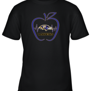 Apple Heartbeat Teacher Symbol Baltimore Ravens Youth T-Shirt –