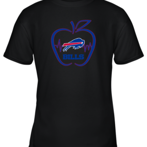 Apple Heartbeat Teacher Symbol Buffalo Bills Youth T-Shirt –