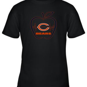 Apple Heartbeat Teacher Symbol Chicago Bears Youth T-Shirt –