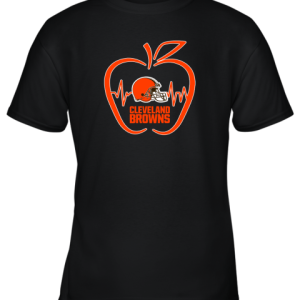 Apple Heartbeat Teacher Symbol Cleveland Browns Youth T-Shirt –