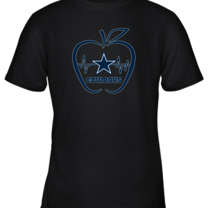 Apple Heartbeat Teacher Symbol Dallas Cowboys Youth T-Shirt –