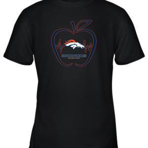 Apple Heartbeat Teacher Symbol Denver Broncos Youth T-Shirt –