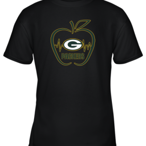 Apple Heartbeat Teacher Symbol Green Bay Packers Youth T-Shirt –