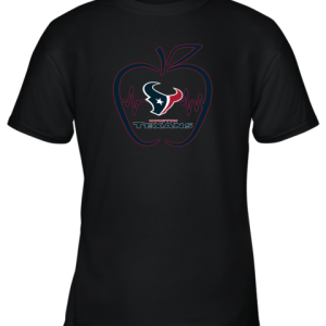 Apple Heartbeat Teacher Symbol Houston Texans Youth T-Shirt –