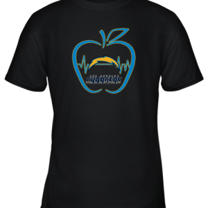 Apple Heartbeat Teacher Symbol Los Angeles Chargers Youth T-Shirt –