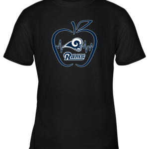 Apple Heartbeat Teacher Symbol Los Angeles Rams Youth T-Shirt –
