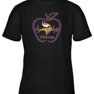Apple Heartbeat Teacher Symbol Minnesota Vikings Youth T-Shirt –