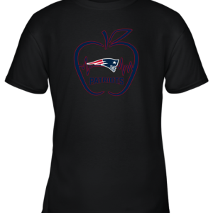 Apple Heartbeat Teacher Symbol New England Patriots Youth T-Shirt –