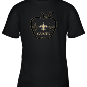 Apple Heartbeat Teacher Symbol New Orleans Saints Youth T-Shirt –
