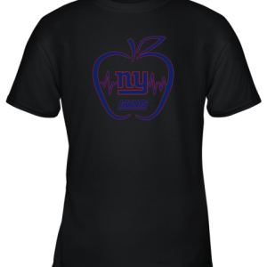 Apple Heartbeat Teacher Symbol New York Giants Youth T-Shirt –