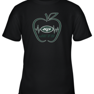 Apple Heartbeat Teacher Symbol New York Jets Youth T-Shirt –
