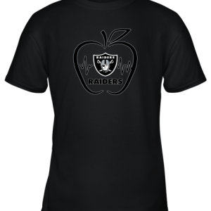 Apple Heartbeat Teacher Symbol Oakland Raiders Youth T-Shirt –