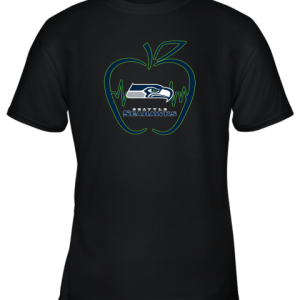 Apple Heartbeat Teacher Symbol Seattle Seahawks Youth T-Shirt –