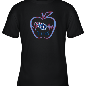 Apple Heartbeat Teacher Symbol Tennessee Titans Youth T-Shirt –