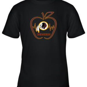 Apple Heartbeat Teacher Symbol Wasington Redskins Youth T-Shirt –