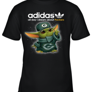 Baby Yoda Adidas All Day I Dream About Green Bay Packers Youth T-Shirt –