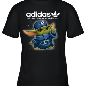 Baby Yoda Adidas All Day I Dream About Los Angeles Rams Youth T-Shirt –