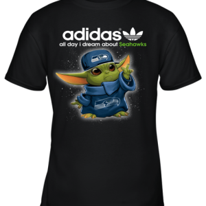 Baby Yoda Adidas All Day I Dream About Seattle Seahawks Youth T-Shirt –