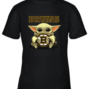 Baby Yoda Hugs The Boston Bruins Ice Hockey Youth T-Shirt –