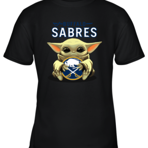 Baby Yoda Hugs The Buffalo Sabres Ice Hockey Youth T-Shirt –