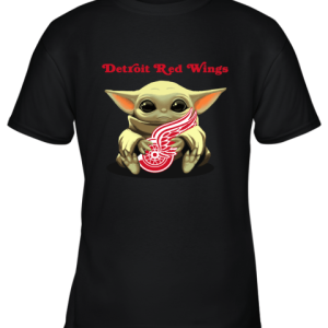 Baby Yoda Hugs The Detroit Redwings Ice Hockey Youth T-Shirt –