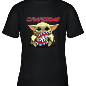 Baby Yoda Hugs The Montreal Canadiens Ice Hockey Youth T-Shirt –