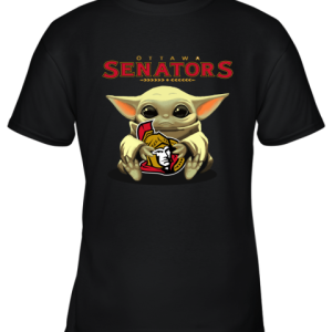 Baby Yoda Hugs The Ottawa Senators Ice Hockey Youth T-Shirt –