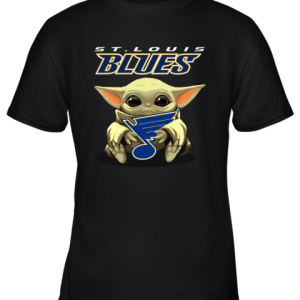 Baby Yoda Hugs The St. Louis Blues Ice Hockey Youth T-Shirt –