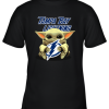 Baby Yoda Hugs The Tampa Bay Lightnings Ice Hockey Youth T-Shirt –