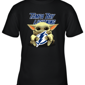 Baby Yoda Hugs The Tampa Bay Lightnings Ice Hockey Youth T-Shirt –